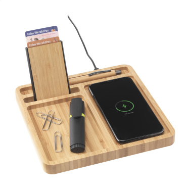 Logotrade reklamprodukter bild: Bamboo Organizer laddare