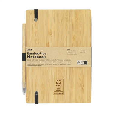 Logotrade profilprodukter bild: BambooPlus Paper Notebook A5 - Bläckfri penna