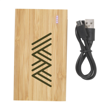 Logotrade kampanjprodukter bild: Bamboo 4000 Powerbank extern laddare