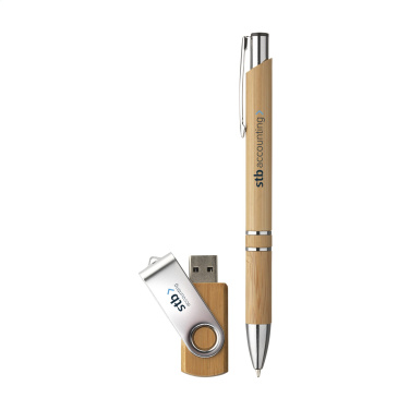 Logotrade kampanjprodukter bild: Bamboo Connect Giftset 8 GB