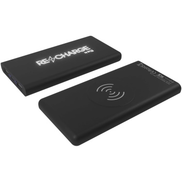 Logotrade presentreklam bild: SCX.design P40 10 000 mAh upplyst trådlös powerbank i gummi