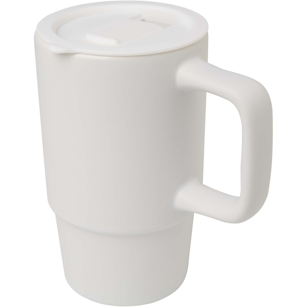 Logotrade presentreklam bild: Carter 450 ml keramisk mugg med plastlock