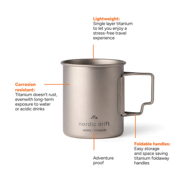 Logotrade reklamprodukter bild: Nordic Trail ultralätt titaniummugg 450 ml